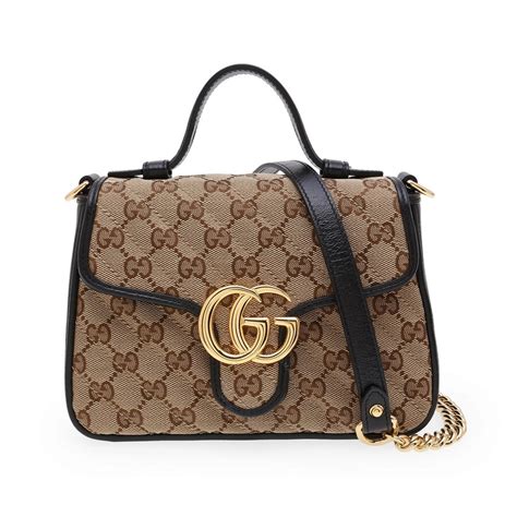 Gucci Ladies GG Canvas Marmont Mini Top Handle Bag 583571 